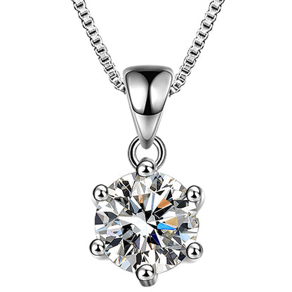 Dollcini Colier Moissanit – 3 Carate, Pandantiv Solitaire din Argint 925 pentru Femei