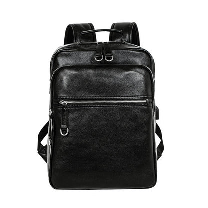 Rucsac Dollcini din piele naturală pentru bărbați - business, hidrofug, pentru laptop de 15,6", stil premium, negru