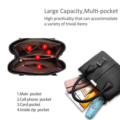 Geantă mare de damă Dollcini din piele PU - Elegantă, impermeabilă, cu buzunare multiple, cu curea detașabilă și accesorii aurii, culori multiple
