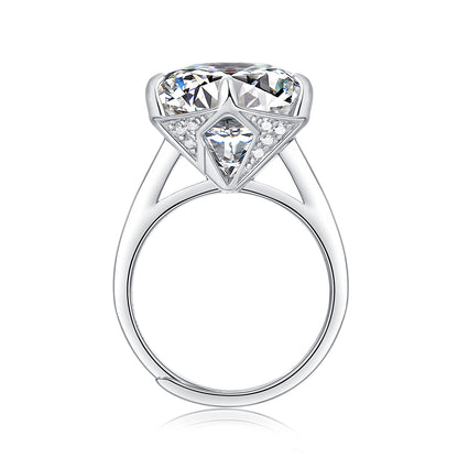 Dollcini 10 Karátos Moissanite Gyűrű – 925 Ezüst, Klasszikus Hatkarmos Foglalat (Állítható Méret)