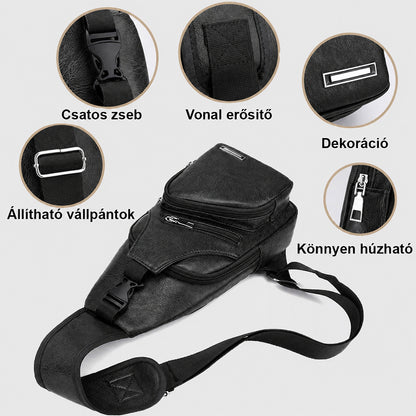 Geantă de umăr unisex din piele ecologică Dollcini – rezistentă la zgârieturi, cu port USB.