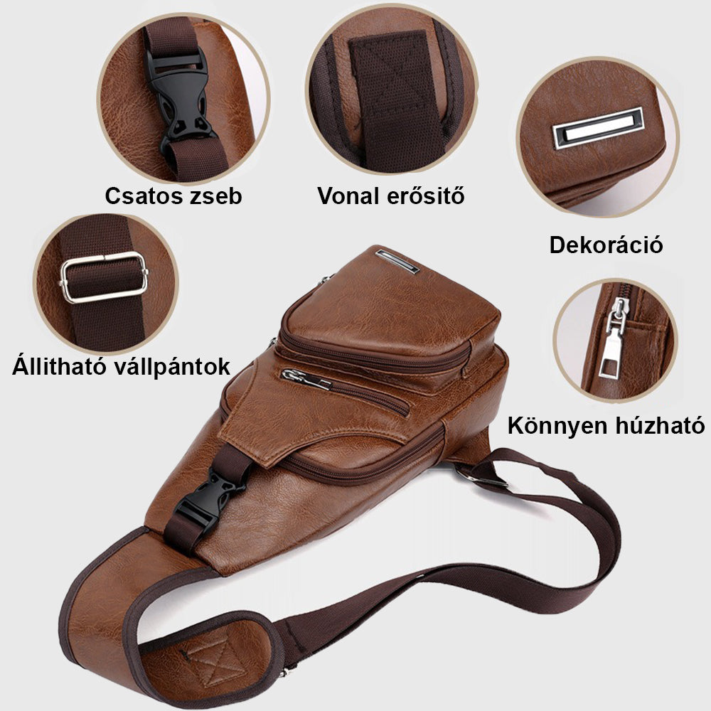 Dollcini Geantă de umăr pentru bărbați din piele ecologică – Stilată și compactă, urbană crossbody