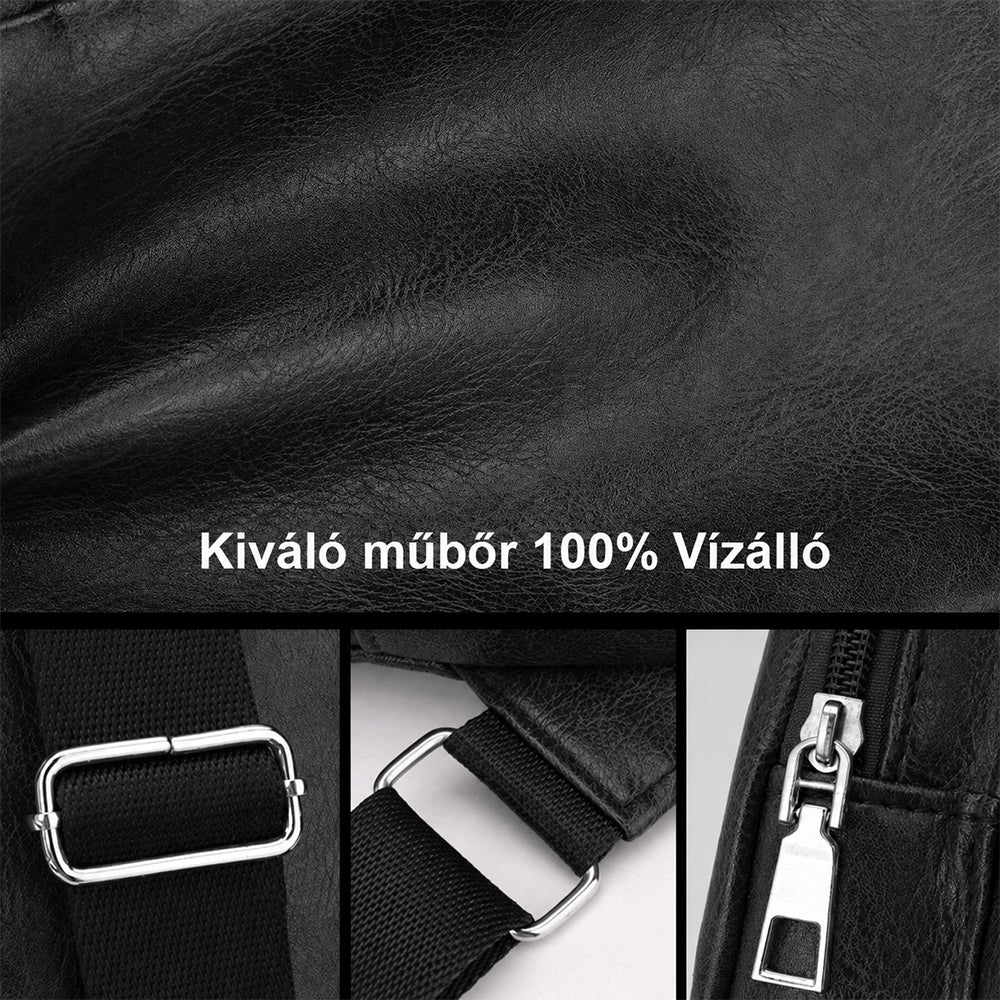 Geantă de umăr unisex din piele ecologică Dollcini – rezistentă la zgârieturi, cu port USB.