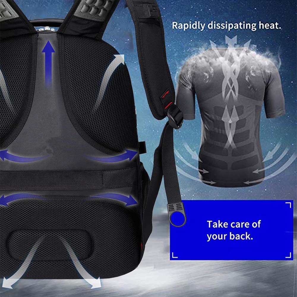 Dollcini, Rucsac unisex pentru laptop, impermeabil, cu port de încărcare USB, Negru