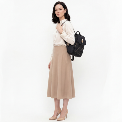 Dollcini Rucsac Anti-Furt din Nylon – Rucsac de Campus cu Capacitate Mare, cu Accente Aurii