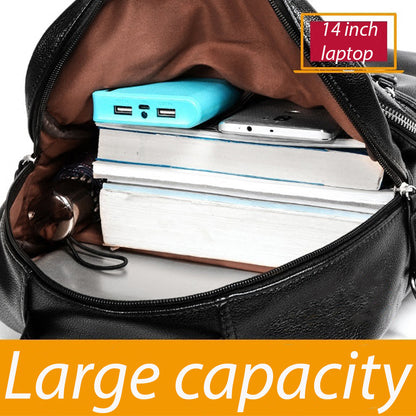Rucsac Dollcini din piele naturală pentru bărbați - business, hidrofug, pentru laptop de 15,6", stil premium, negru
