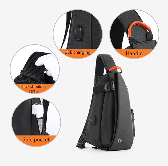 Geantă de umăr sport multifuncțională Dollcini USB cu suport pentru rachetă – Geantă unisex impermeabilă, ergonomică și modernă