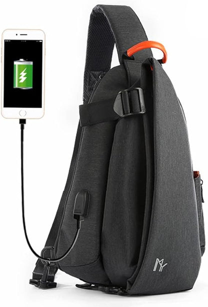 Geantă de umăr sport multifuncțională Dollcini USB cu suport pentru rachetă – Geantă unisex impermeabilă, ergonomică și modernă