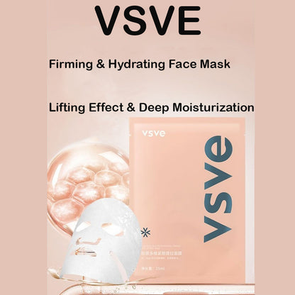 Set intensiv de fermitate și antirid VSVE cu colagen – Mască facială hidratantă și lifting și cremă de gât cu peptide pentru o piele tânără și elastică