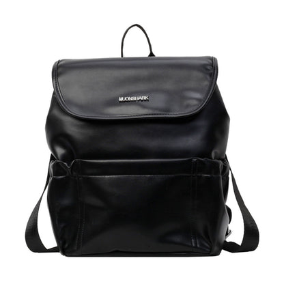 Rucsac Dollcini la modă pentru femei, capacitate mare - curea din piele PU, minimalist, pentru școală, serviciu și călătorii, negru strălucitor
