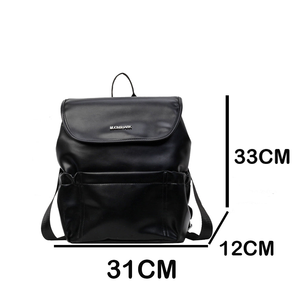 Rucsac Dollcini la modă pentru femei, capacitate mare - curea din piele PU, minimalist, pentru școală, serviciu și călătorii, negru strălucitor
