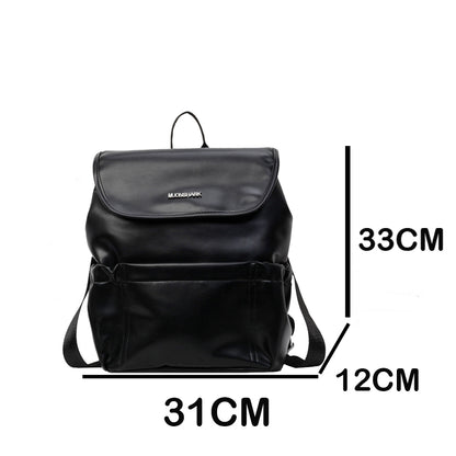 Rucsac Dollcini la modă pentru femei, capacitate mare - curea din piele PU, minimalist, pentru școală, serviciu și călătorii, negru strălucitor