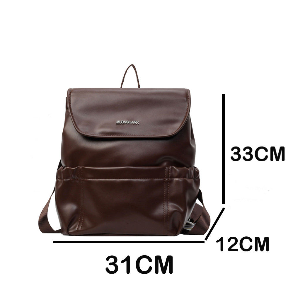 Rucsac Dollcini la modă pentru femei, capacitate mare - curea din piele PU, minimalist, pentru școală, serviciu și călătorii, negru strălucitor