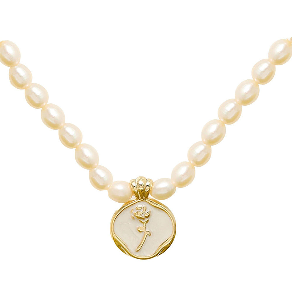 Dollcini Pearl Gyöngy Nyaklánc Virág Medállal – Rózsa vagy Tulipán