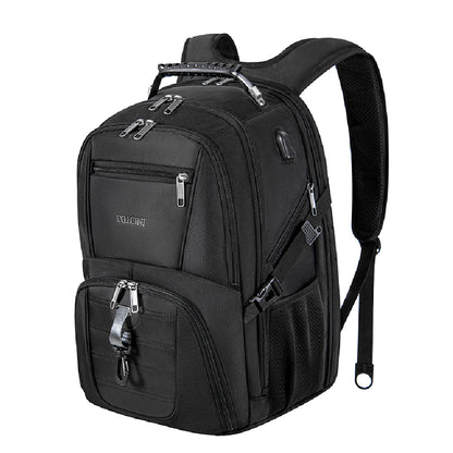 Dollcini, Rucsac unisex pentru laptop, impermeabil, cu port de încărcare USB, Negru
