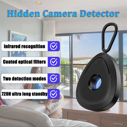 Detector Dollcini Mini cu cameră ascunsă – Compact și portabil, protecție a confidențialității, negru