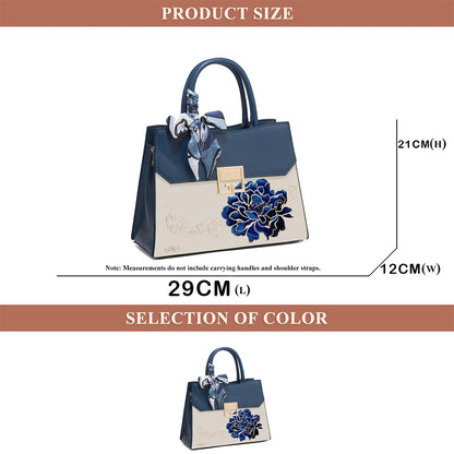 Dollcini Geantă de mână elegantă brodată – Geantă mare pentru femei pentru uz de afaceri și de zi cu zi