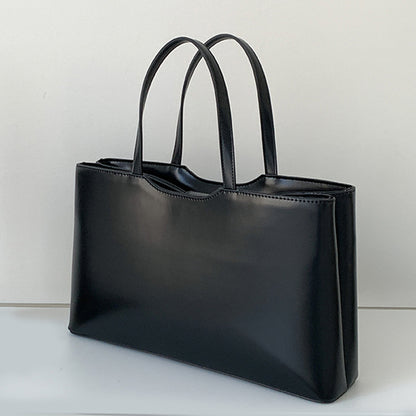 Dollcini Geantă de mână din piele PU pentru femei, geantă de umăr pentru femei – Geantă tote elegantă, mare, în stil minimalist coreean, pentru uz zilnic și la muncă