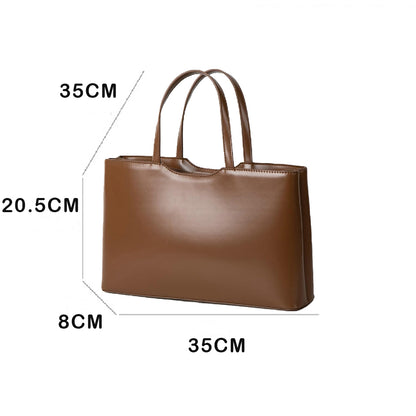 Dollcini Geantă de mână din piele PU pentru femei, geantă de umăr pentru femei – Geantă tote elegantă, mare, în stil minimalist coreean, pentru uz zilnic și la muncă