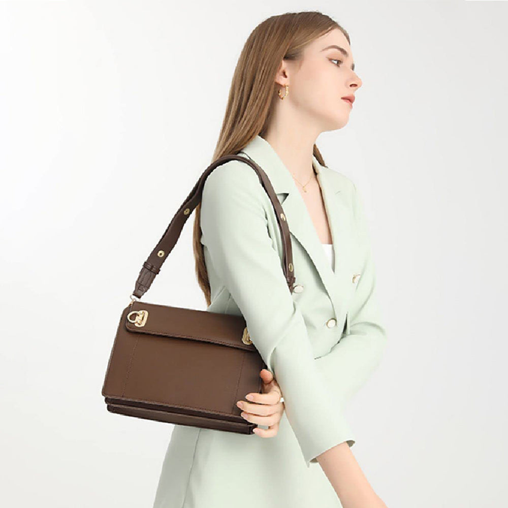 Dollcini Geantă de umăr elegantă pentru femei – Geantă compactă din piele PU pentru uz zilnic