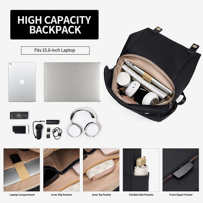 Rucsac pentru laptop Dollcini de mare capacitate pentru femei – impermeabil, elegant, cu mai multe buzunare, pentru călătorii și serviciu