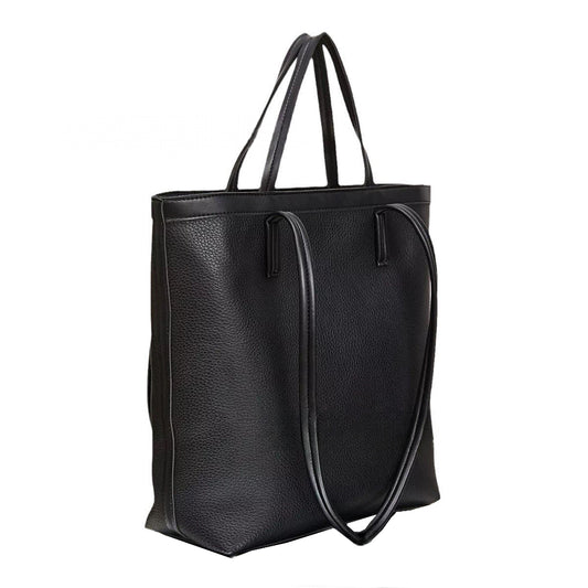 Geantă de umăr Dollcini Minimalist Black Large – Geantă de birou din piele vegană pentru laptop de 17", neagră