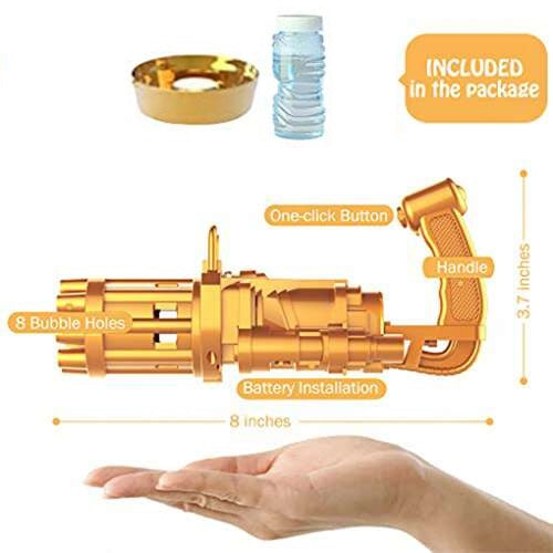 Dollcini Mini Gatling Suflător de Bule – Jucărie cu 8 Găuri pentru Copii