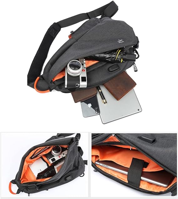 Geantă de umăr sport multifuncțională Dollcini USB cu suport pentru rachetă – Geantă unisex impermeabilă, ergonomică și modernă