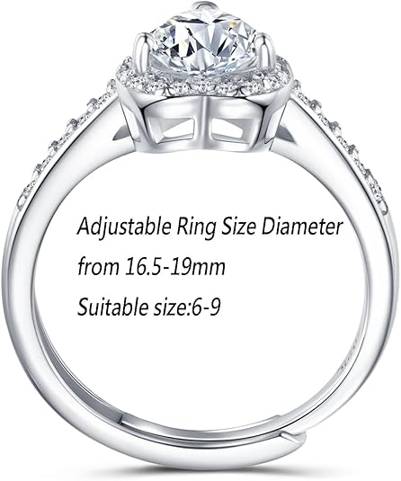 Dollcini 1 Karátos Moissanite Gyűrű - 925 Ezüst, GRA Tanúsítvánnyal