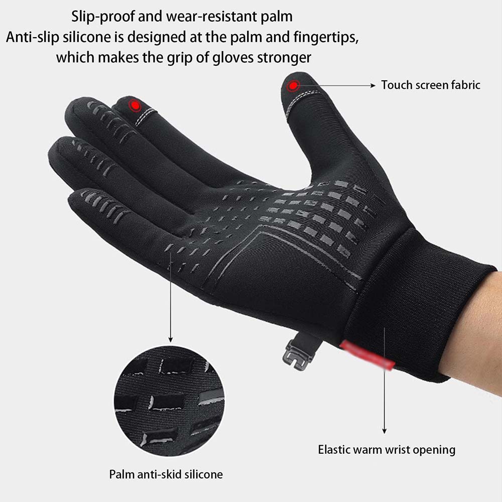 Dollcini Mănuși Sport Unisex Rezistente la Vânt – Cu Ecran Tactil, Negru