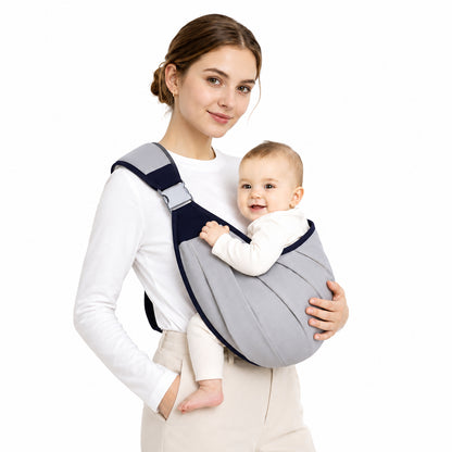 Dollcini Állítható Baba Hordozókendő – Szürke, 0–24 hó, max. 20 kg