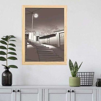 Dollcini Otthon Tablou de Perete cu Iluminare LED – Decor cu Ramă din Lemn și USB
