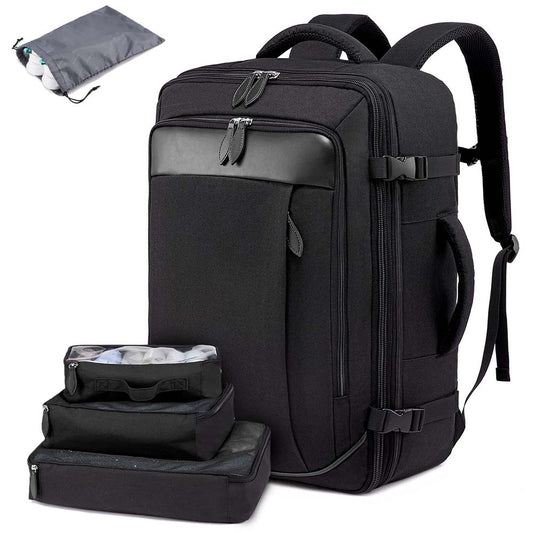 Rucsac de călătorie minimalist extensibil Dollcini – cu buzunare organizatoare, compatibil cu companiile aeriene, negru