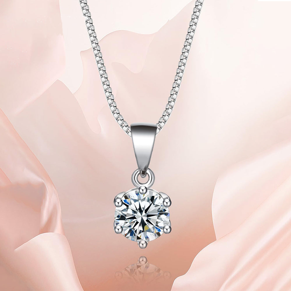 Dollcini Colier Moissanit – 3 Carate, Pandantiv Solitaire din Argint 925 pentru Femei