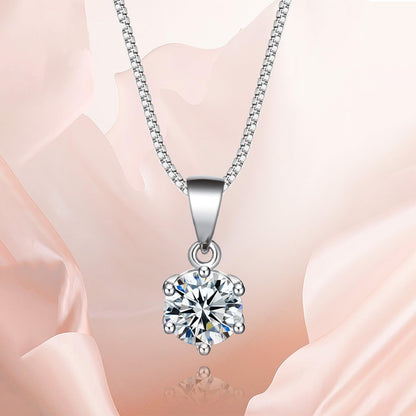 Dollcini Colier Moissanit – 3 Carate, Pandantiv Solitaire din Argint 925 pentru Femei