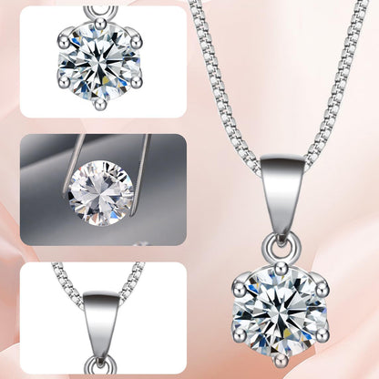 Dollcini Colier Moissanit – 3 Carate, Pandantiv Solitaire din Argint 925 pentru Femei