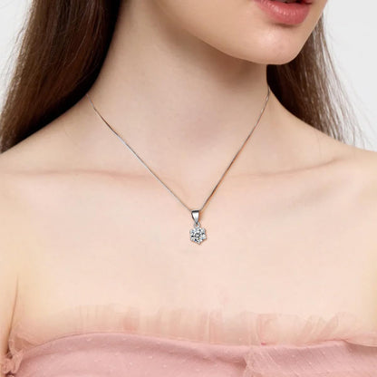 Dollcini Colier Moissanit – 3 Carate, Pandantiv Solitaire din Argint 925 pentru Femei