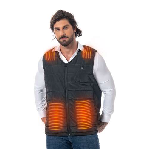 Dollcini Vestă Bărbați Încălzită – 9 Zone, Încărcare USB, Negru