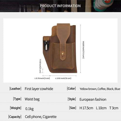 Dollcini Husă de piele pentru bărbați – Multifuncțională, din piele naturală, realizată manual