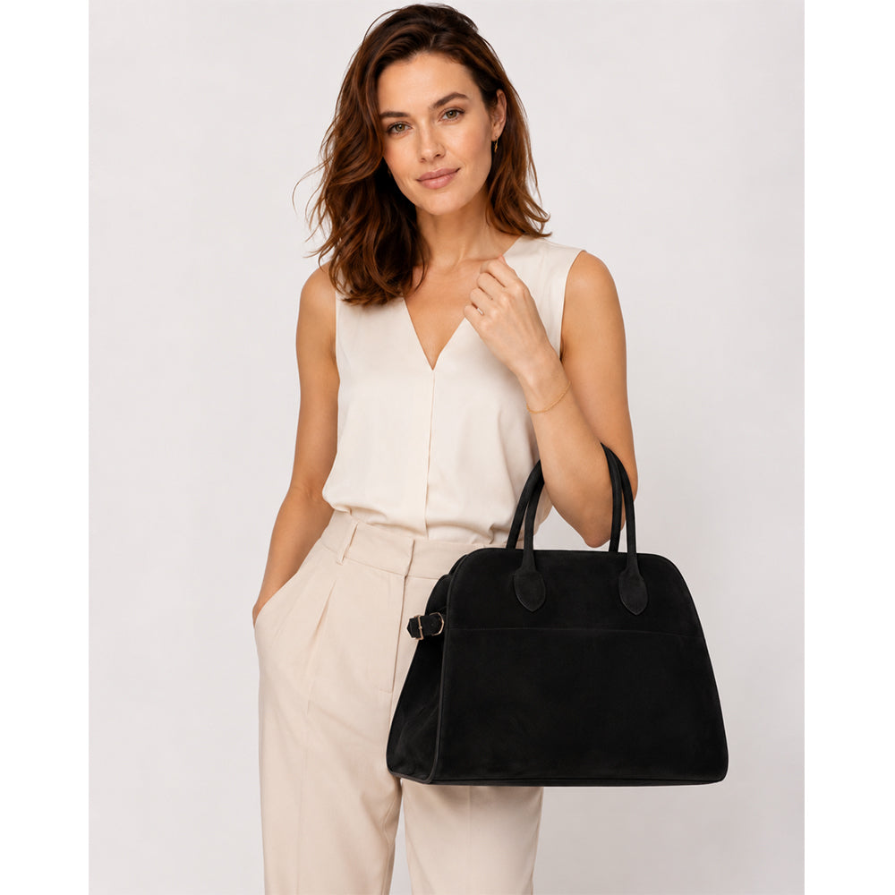 Dollcini Geantă de mână pentru femei din PU cu efect de velur – geantă shopper de dimensiuni mari, în mai multe culori