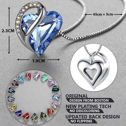 Set colier și cercei Dollcini din argint cu inimă – Bijuterii elegante cu cristale pentru femei, pentru Ziua Îndrăgostiților, aniversare, cadou