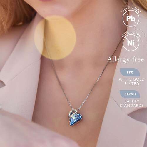 Set colier și cercei Dollcini din argint cu inimă – Bijuterii elegante cu cristale pentru femei, pentru Ziua Îndrăgostiților, aniversare, cadou