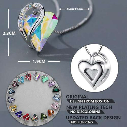 Set colier și cercei Dollcini din argint cu inimă – Bijuterii elegante cu cristale pentru femei, pentru Ziua Îndrăgostiților, aniversare, cadou