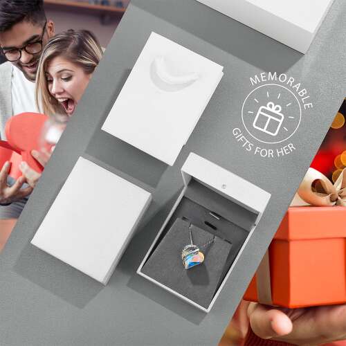 Set colier și cercei Dollcini din argint cu inimă – Bijuterii elegante cu cristale pentru femei, pentru Ziua Îndrăgostiților, aniversare, cadou