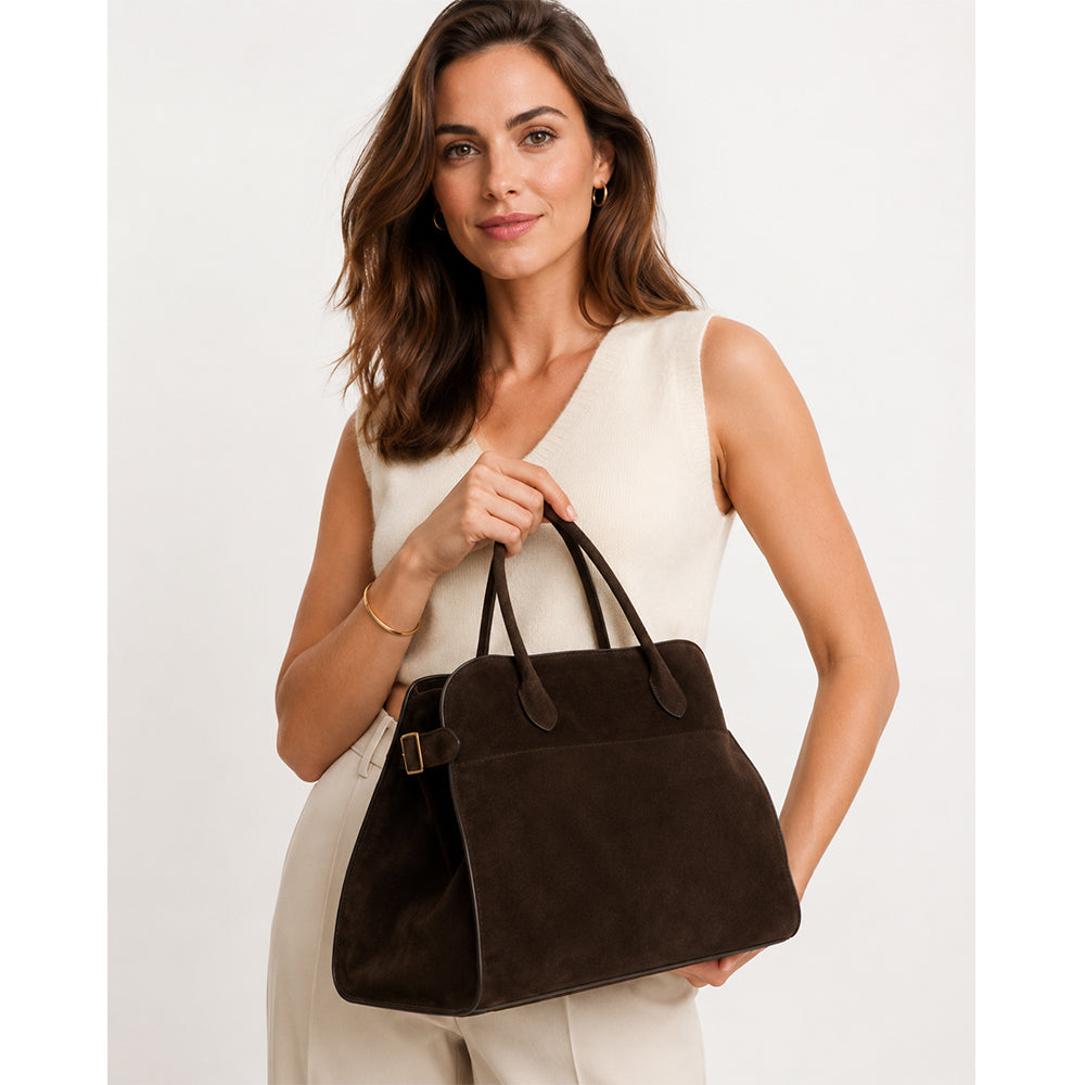 Dollcini Geantă de mână pentru femei din PU cu efect de velur – geantă shopper de dimensiuni mari, în mai multe culori