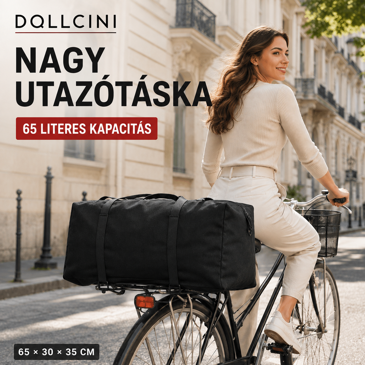 Dollcini Vízálló Sporttáska – 65/55cm, Utazáshoz, Edzőterembe