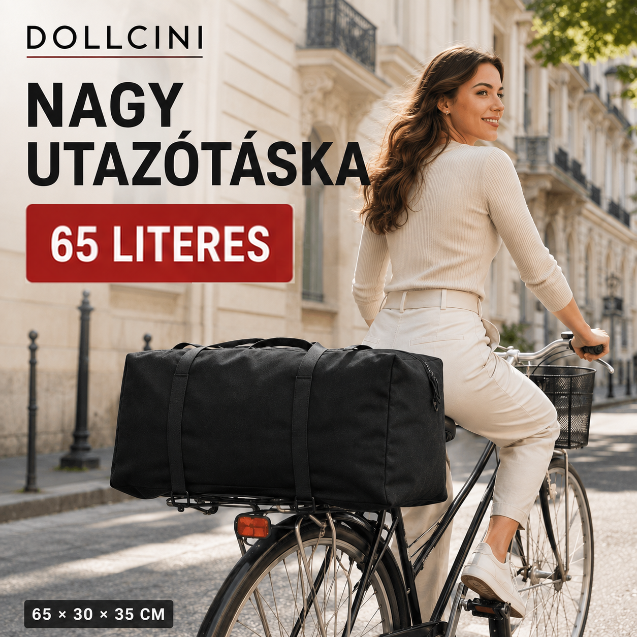 Dollcini Vízálló Sporttáska – 65/55cm, Utazáshoz, Edzőterembe