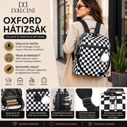Dollcini Oxford Női Hátizsák, Iskolatáska – Vízálló és Tágas, Munkához, Iskolába