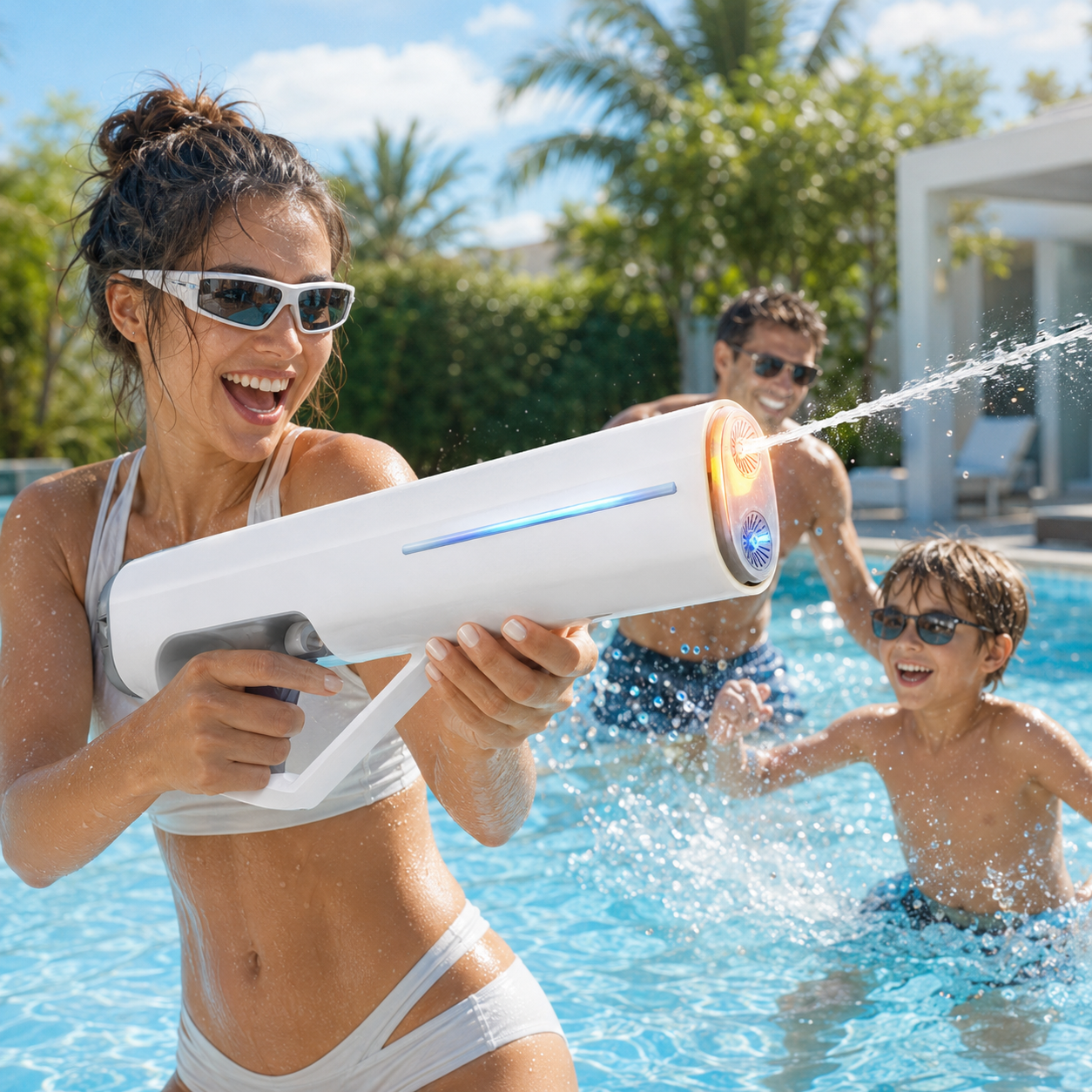 Dollcini Automatic Electric Water Gun – USB Rechargeable, LED Light, 510 ml