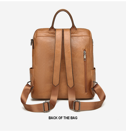 Dollcini Women's European–American Retro Backpack and Shoulder Bag – Multi-Compartment, Faux Leather, For Everyday Use
